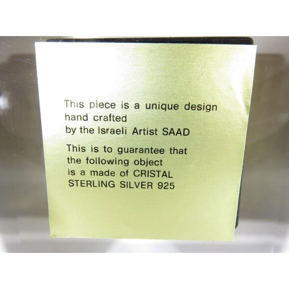 Vintage 3D Sterling Silver & Crystal Plaque Hand Crafted by SAAD Israel - Picture 4 of 4